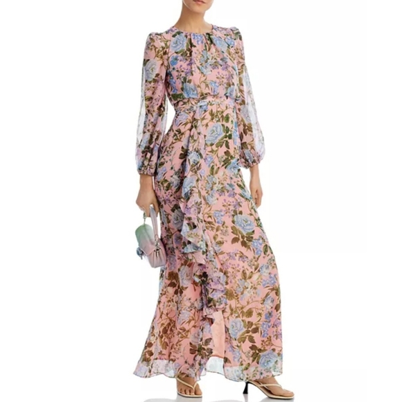 Eliza J pink and blue floral blouston maxi dress - Picture 3 of 9